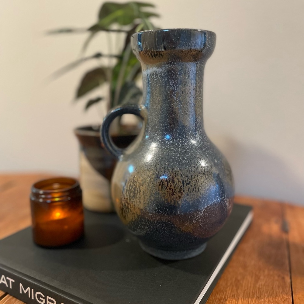 Vintage German Fat Lava Vase – Karlsruhe 9012 Speckled Glaze 9”